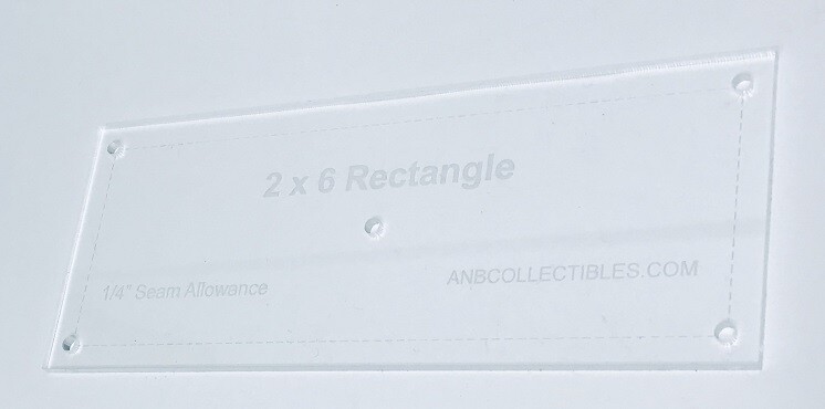 1/4" thick Acrylic 2" x 6" Rectangle Quilting Template