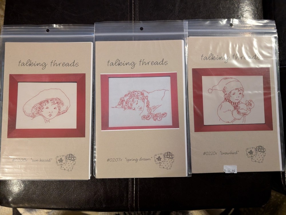 Redwork Pattern Embroidery Patterns Lot Of 3 TALKING THREADS Faces Portrait