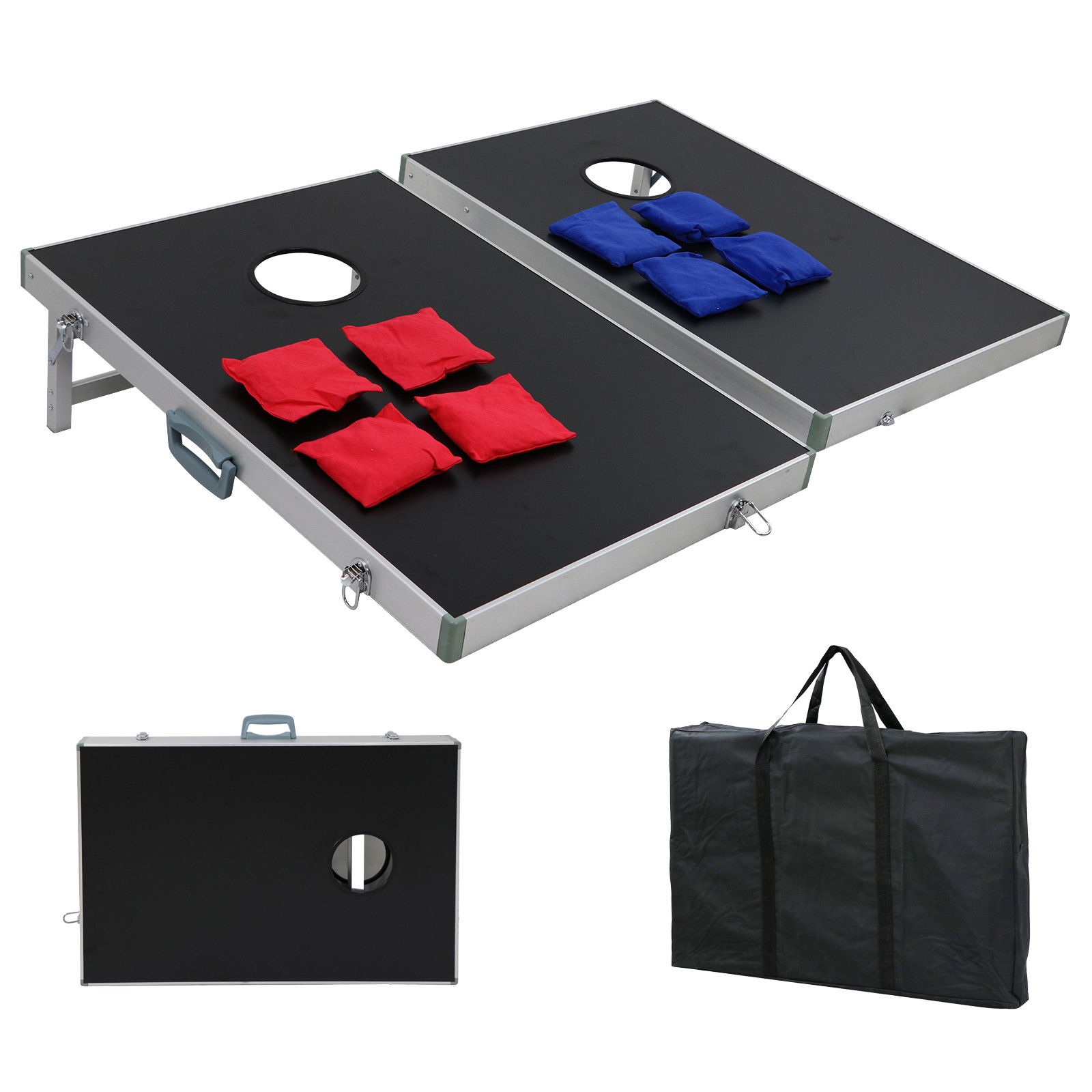 CornHole Bean Bag Toss Game Set Aluminum Frame W/ Carrying Case Portable Design