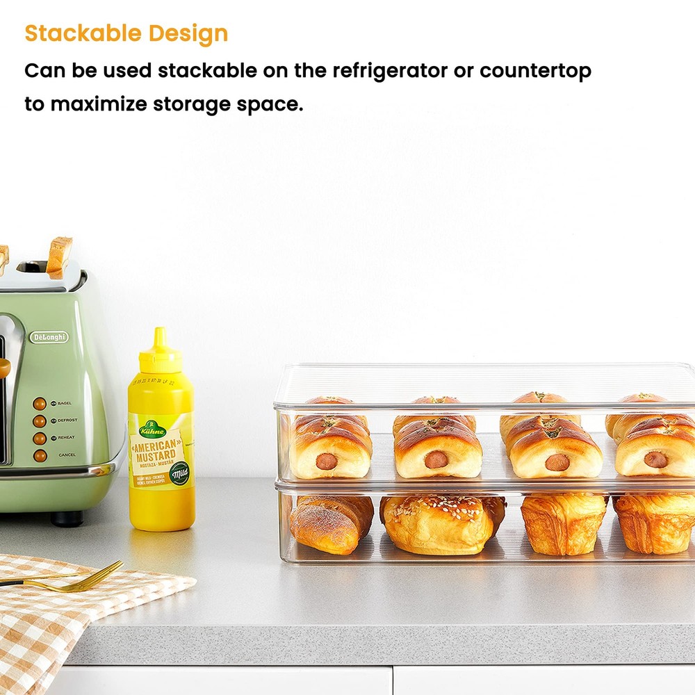Stackable Freezer Organizer, Flat Produce Saver Sliced Cheese Container with ...