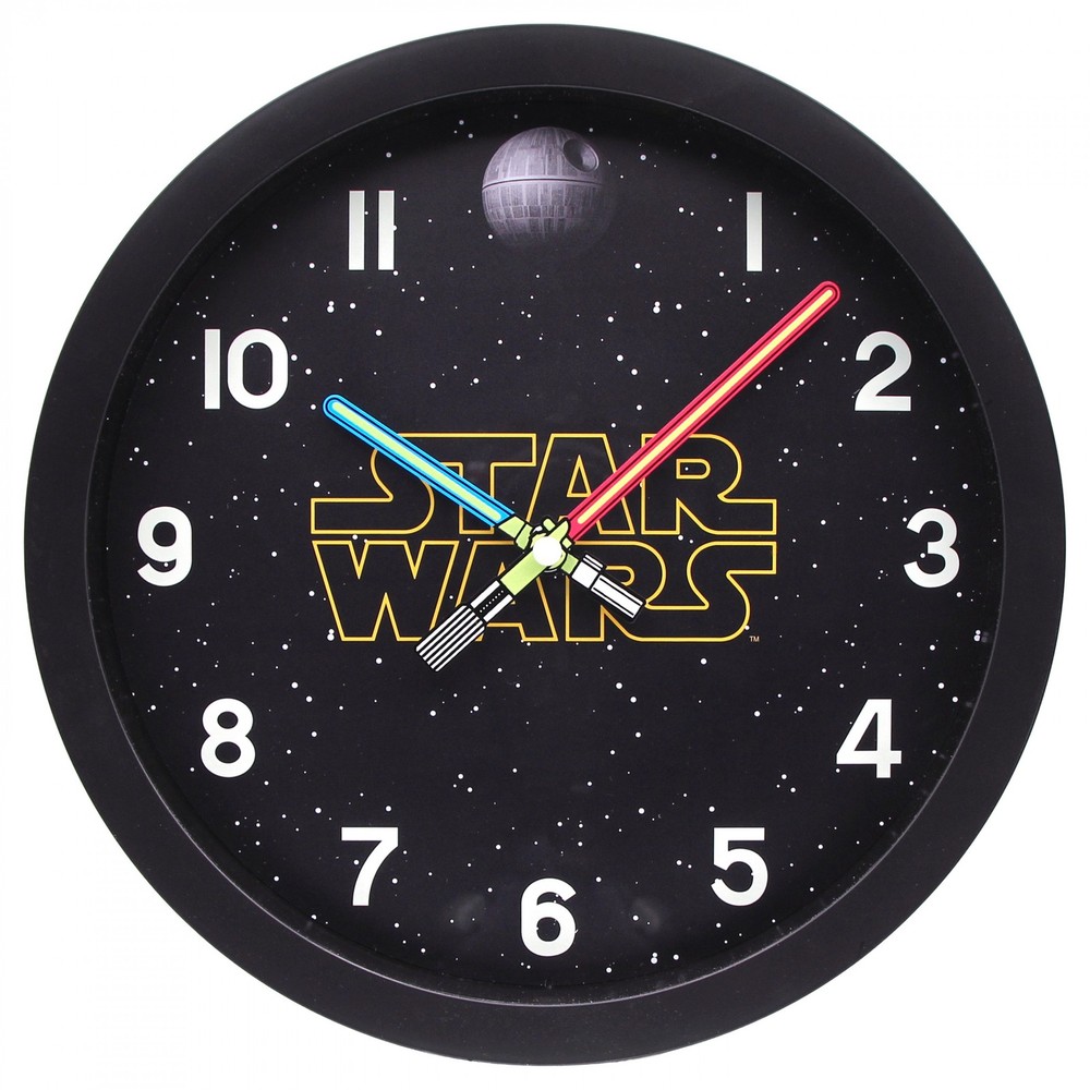 Star Wars Light Saber Clock Hands 10" Analog Wall Clock Black