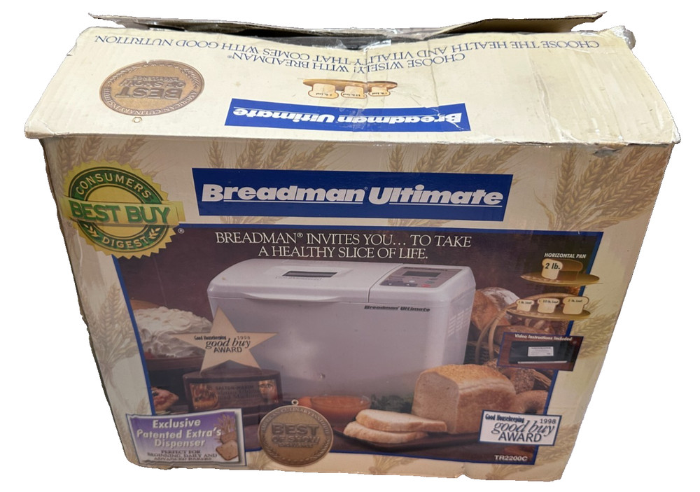Breadman Ultimate Bread Machine Maker TR2200C Horizontal Pan -USED/WORKS