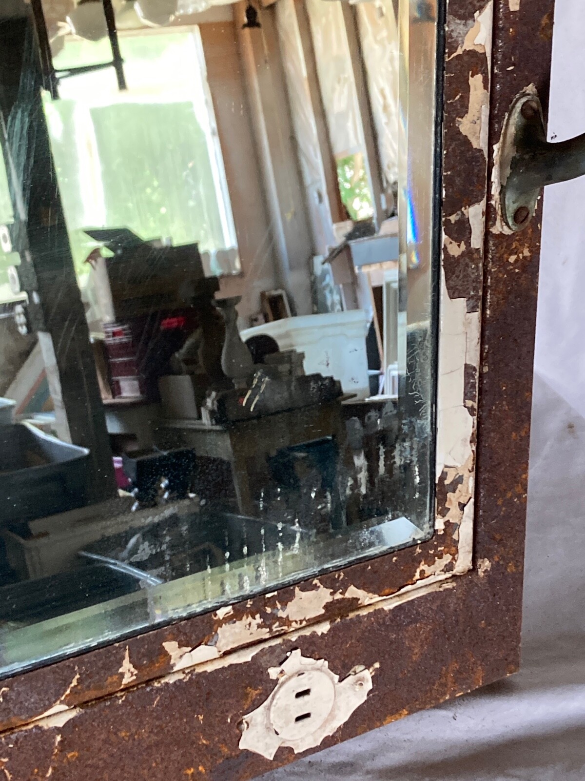 Vtg Mid Century Metal Recessed Medicine Cabinet Chrome Sconces Old Hotel 44-26E