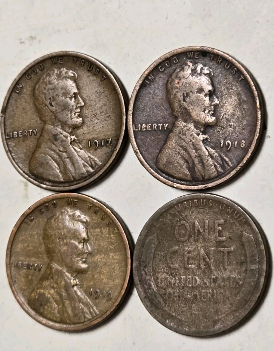 1321719288 LOT OF 8 COMMON DATES 1917-1919 WHEAT PENNIES LINCOLN CENT COINS AG!!