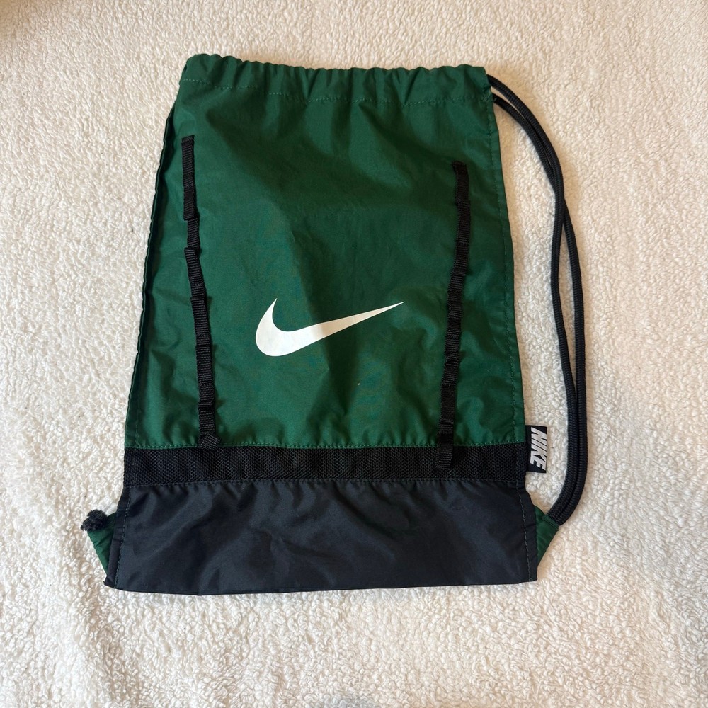 Nike Training Gym Sack Green Black Drawstring Backpack Bag