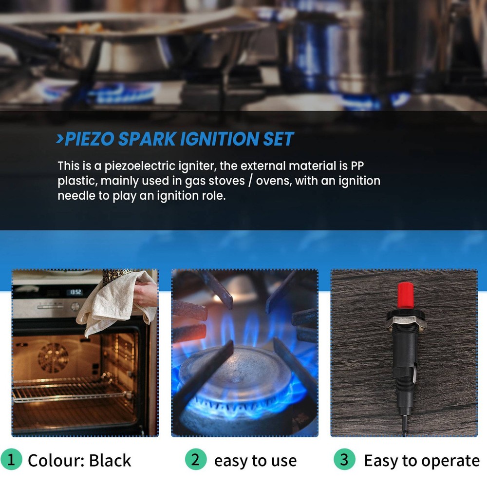 Piezo Ignition Set With Cable 1000Mm Long Push Button Kitchen For9978