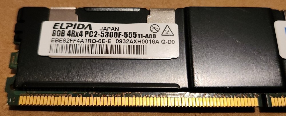 ELPIDA 8GB 4RX4 PC2 5300F-555 SERVER MEMORY, EBE82FF4A1RQ-6E-E
