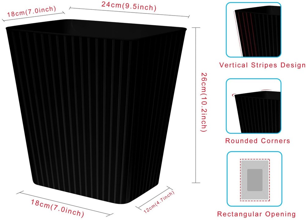 DAJITRE Plastic Small Trash Can, 3.5 Gallon Rectangular Wastebasket for Bathr...