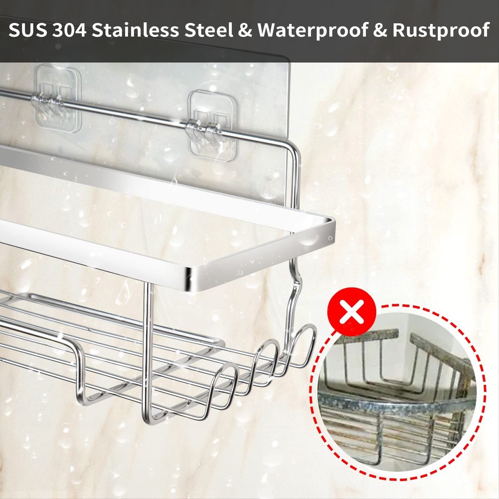 Shower Caddy + Multi-Function Wall Mounted Rack 3-Pack Shower Organizer