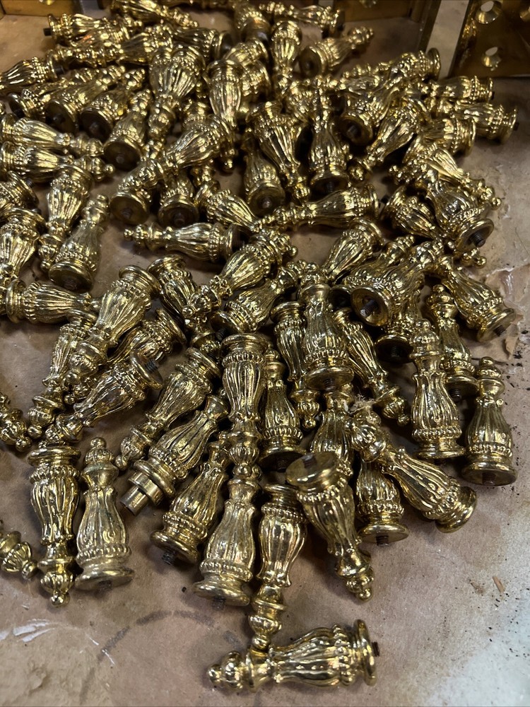 Antique Polished Brass Hinge Finials.