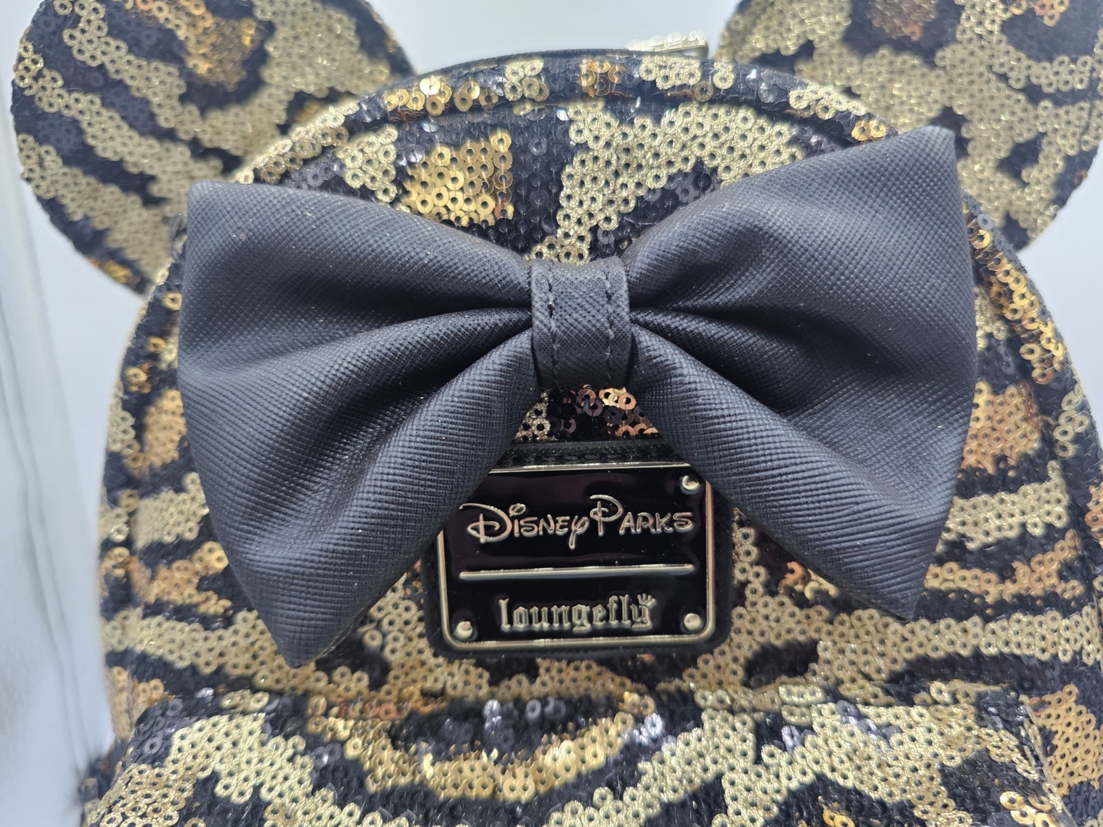 Disney Parks Loungefly Animal Print Leopard Sequin Mini Backpack New With Tag
