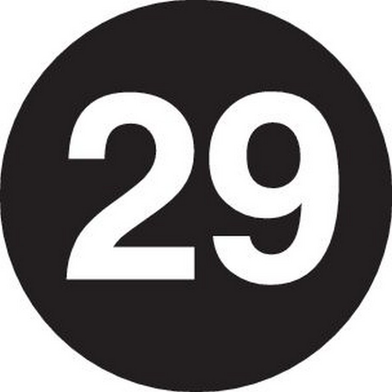 2" Diameter number 29 circle labels (500 per Roll)