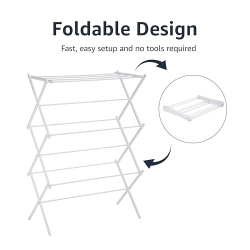 Amazon Basics Foldable Portable Clothes Drying Rack for Indoor Air Drying, Colla