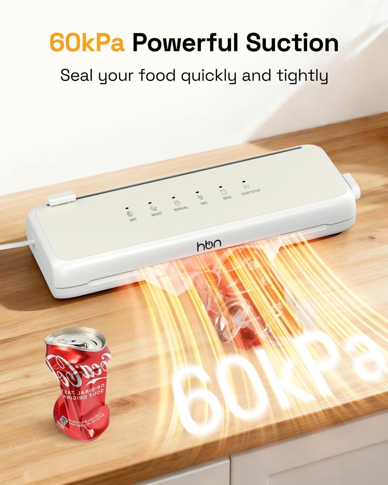 HBN Vacuum Sealer Compact Food Machine Automatic Onesize, white