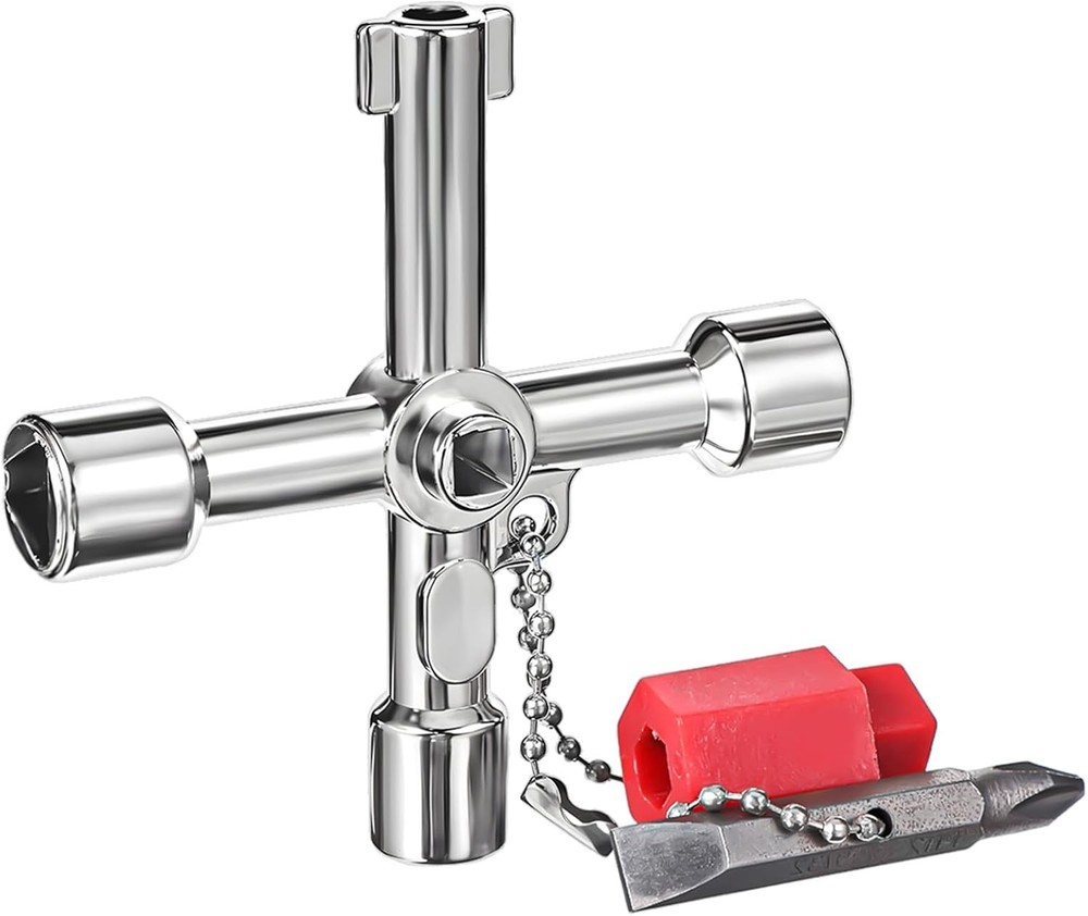 4 Way Water Key with Slotted & Phillips Screwdrivers Multi-Function Tool