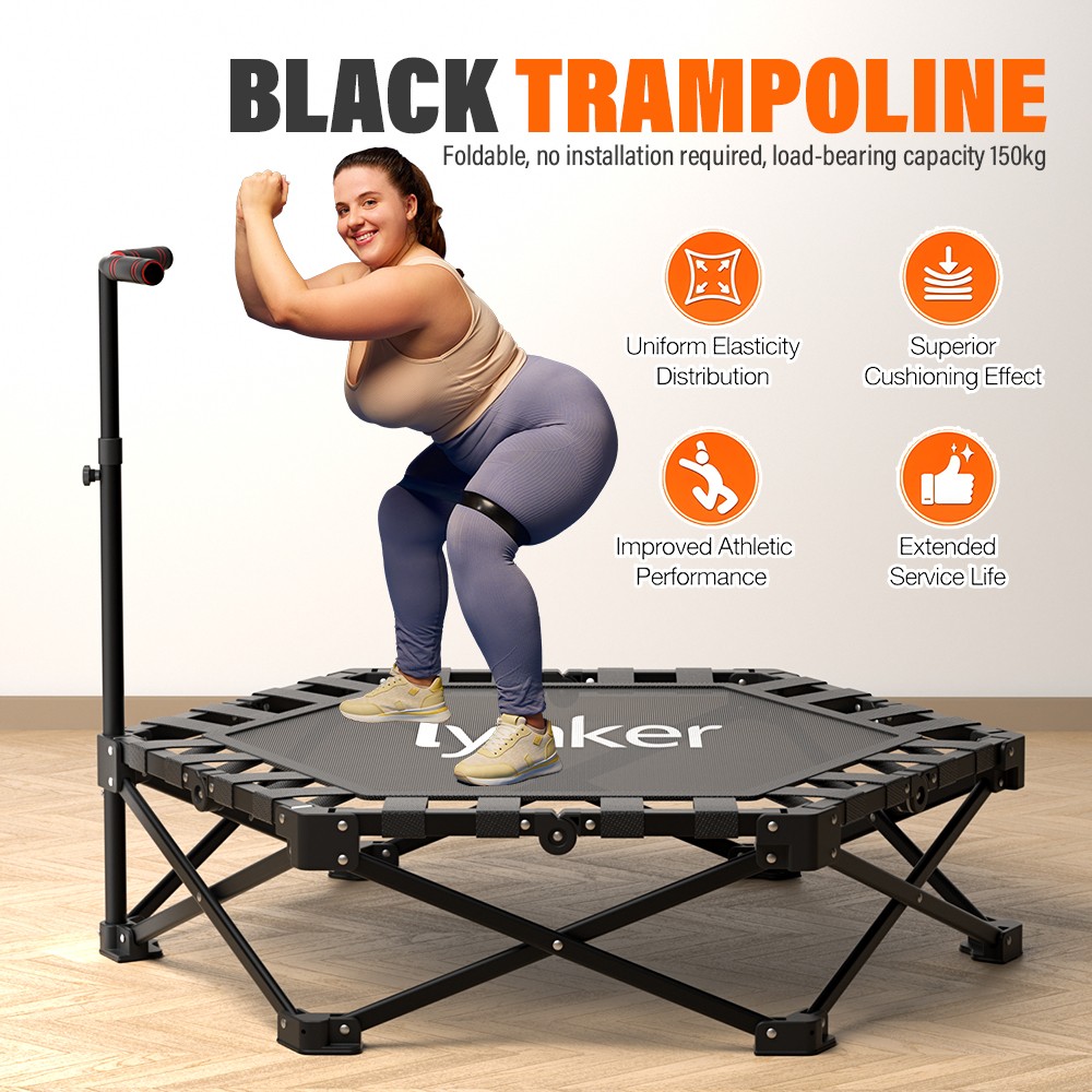 40" 330lbs Foldable Mini Fitness Trampoline Indoor Exercise Rebounder for Adults