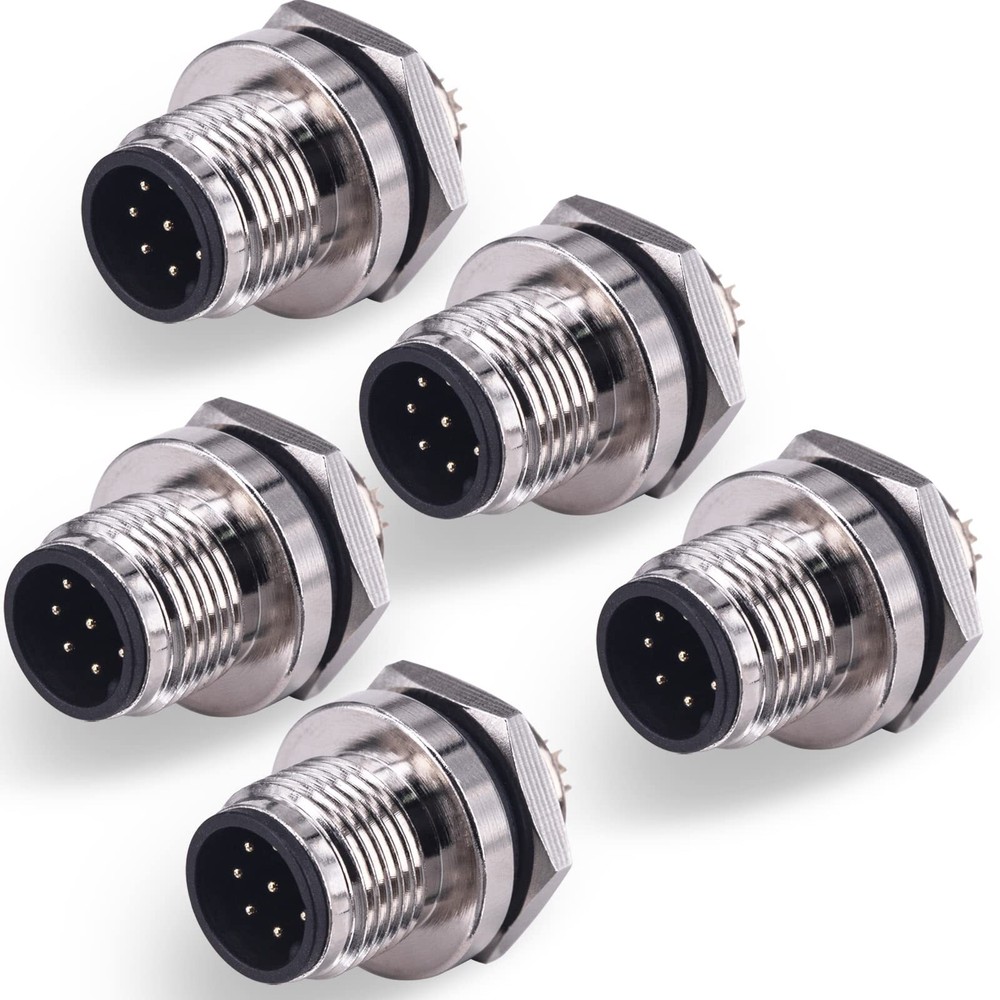 M12 Panel Type Male Socket Connector 8 Pin Aviation Panel Back Mount Wire Cable