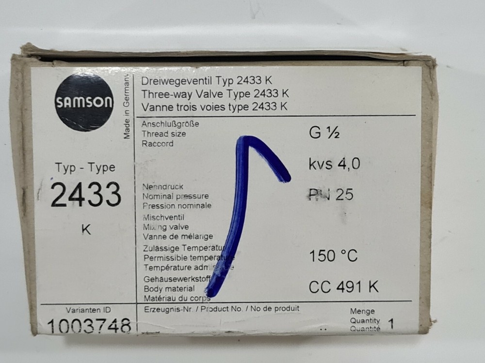 Samson Engine Valve Type 2433K PN25; KVS 4.0 CC491K