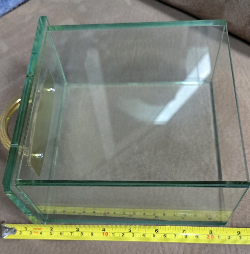 8½" Rectangular Clear Glass Display Case with Open Bottom Chipped Corner