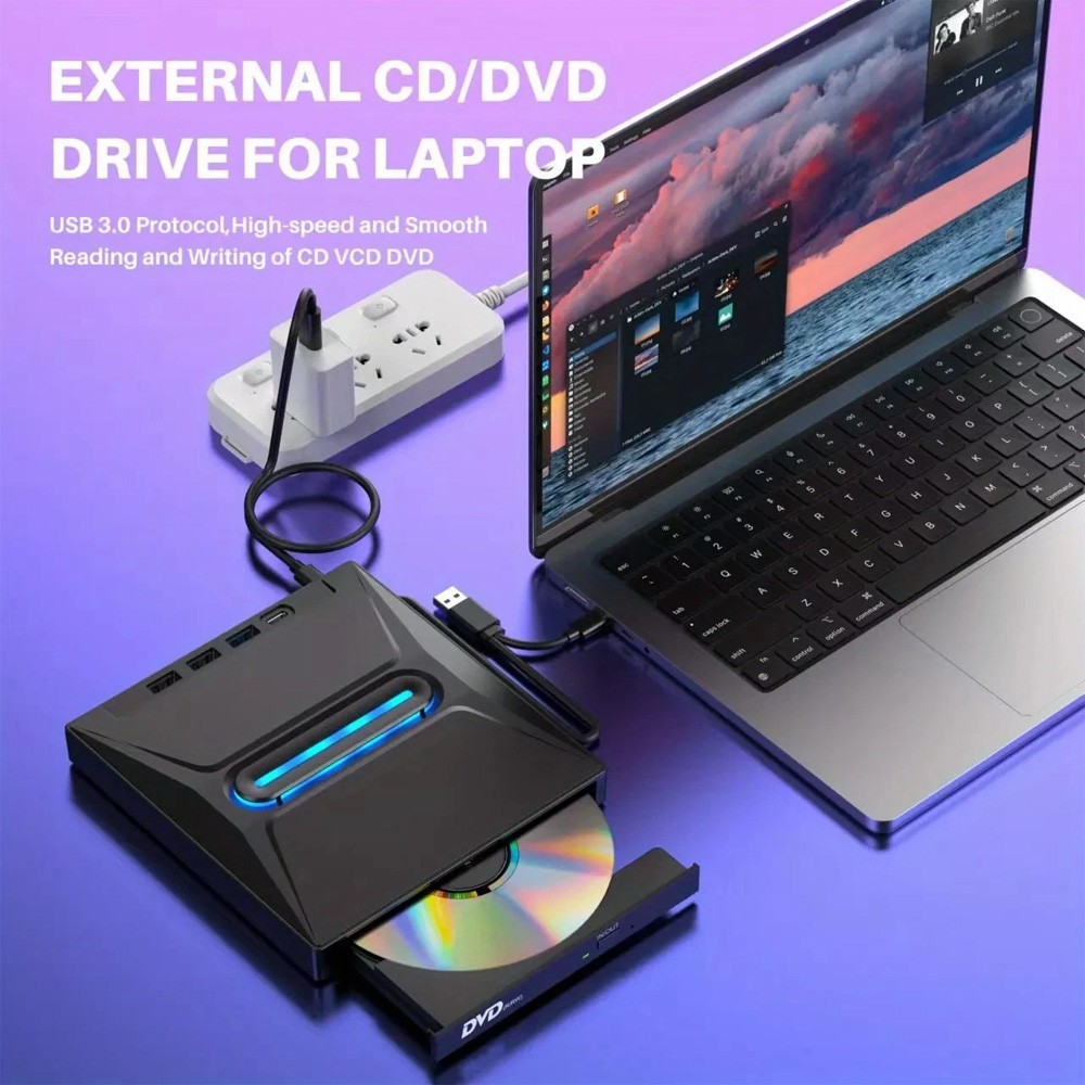 7 in 1 External USB 3.0 DVD CD RW Writer Drive Burner Reader Player For Laptop