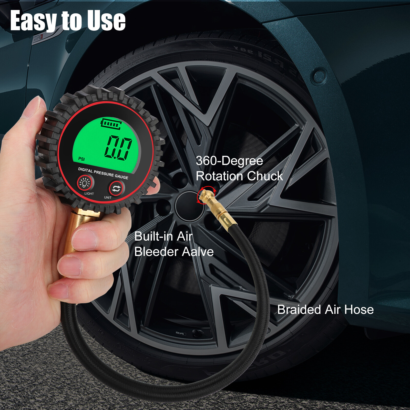 Digital Accurate Air Pressure Tire Gauge 255PSI Meter Tester for Truck Car Bike