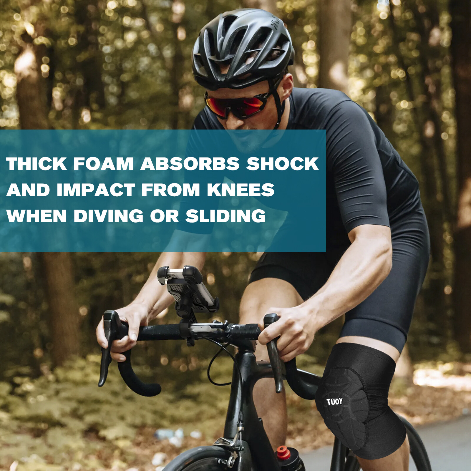 1 Pair TUOY Compression Knee Pads Padded Knee Protection Pad Youth & Adult Sizes