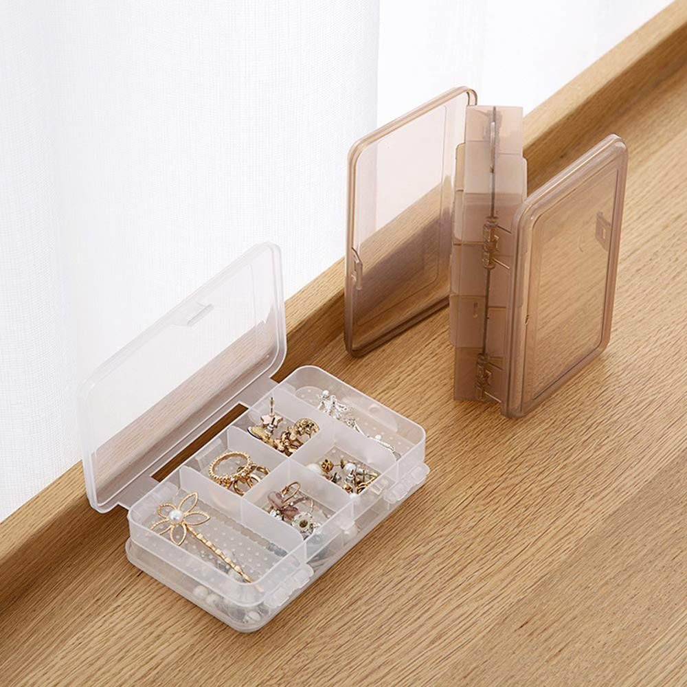 2Pcs Clear Double Layer Plastic Jewelry Box Organizer Storage Container for E...