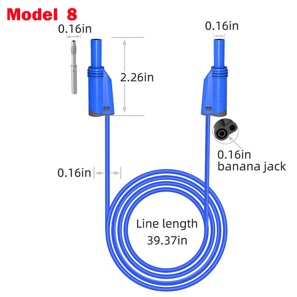 3.3FT 4mm Stackable Banana Plug Test Lead Kit & Alligator Clip & Back Probe US