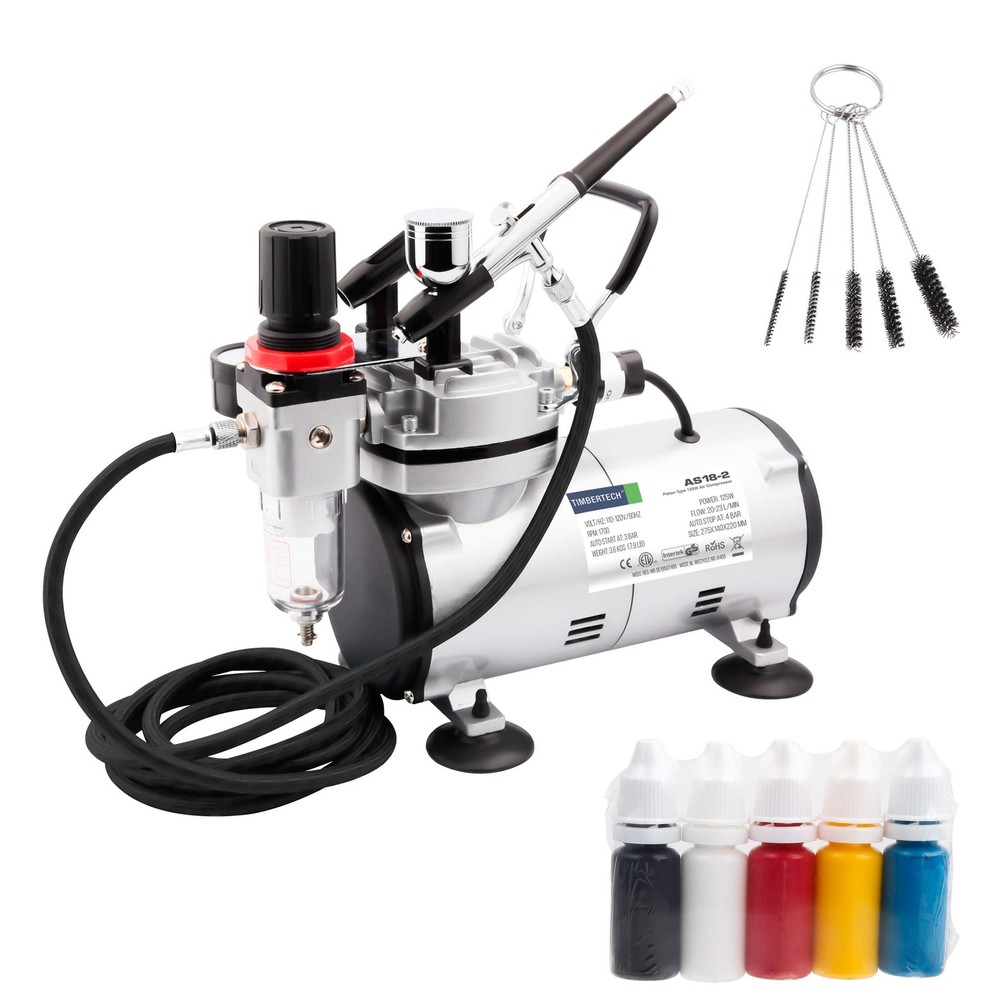 Timbertech Airbrush Kit With Compressor AS18-2K Basic Start Air...