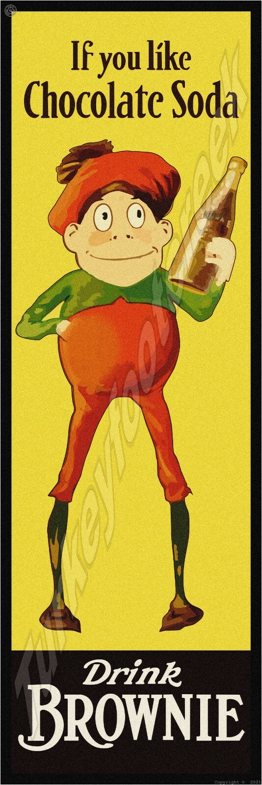 Brownie Chocolate Soda 6" x 18" Metal Sign