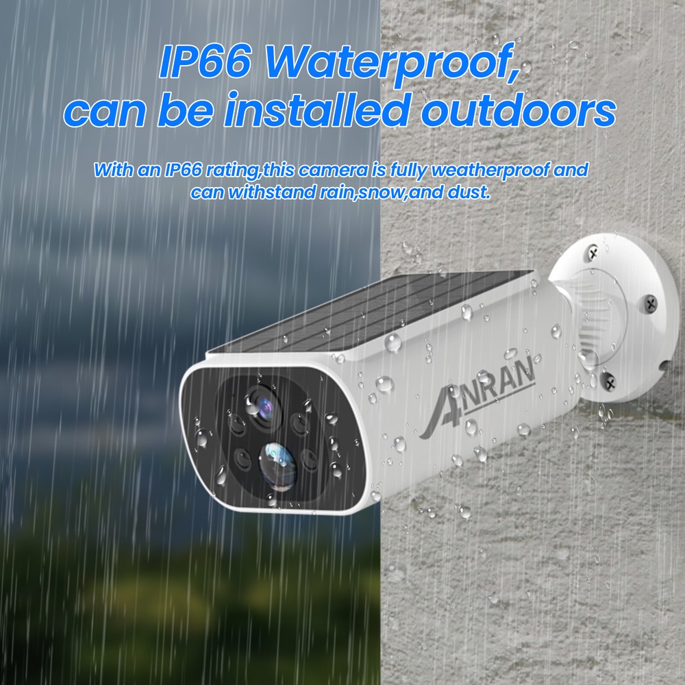 ANRAN CCTV Security Camera System 4MP Wireless Solar Panel Color Night Vision