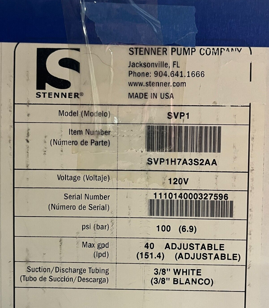 New Stenner SVP1H7A3S2AA Variable Speed Peristaltic Pump