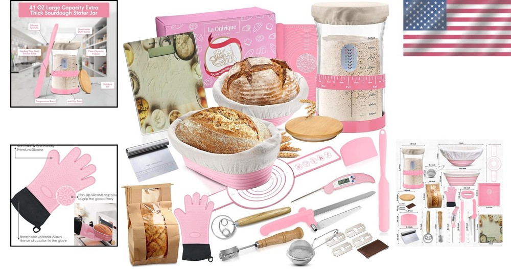 Complete 23 Piece Sourdough Bread Making Kit with Silicone Tools & Baking Guide