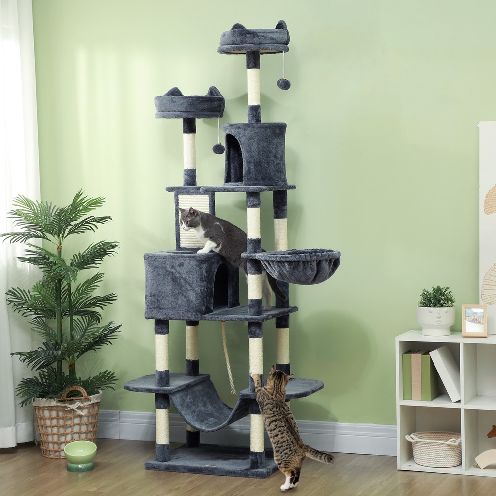 81" Cat Tree w/ Cat Scratching Posts, Scratching Board, Condos, Beds