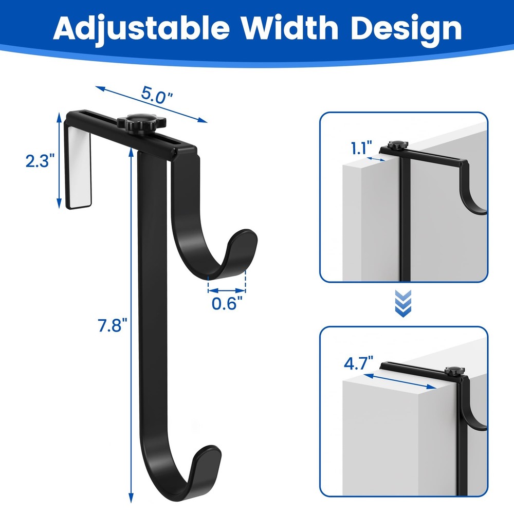 niffgaff 2pcs Double Pool Pole Hooks, Adjustable Thickened Panel Black