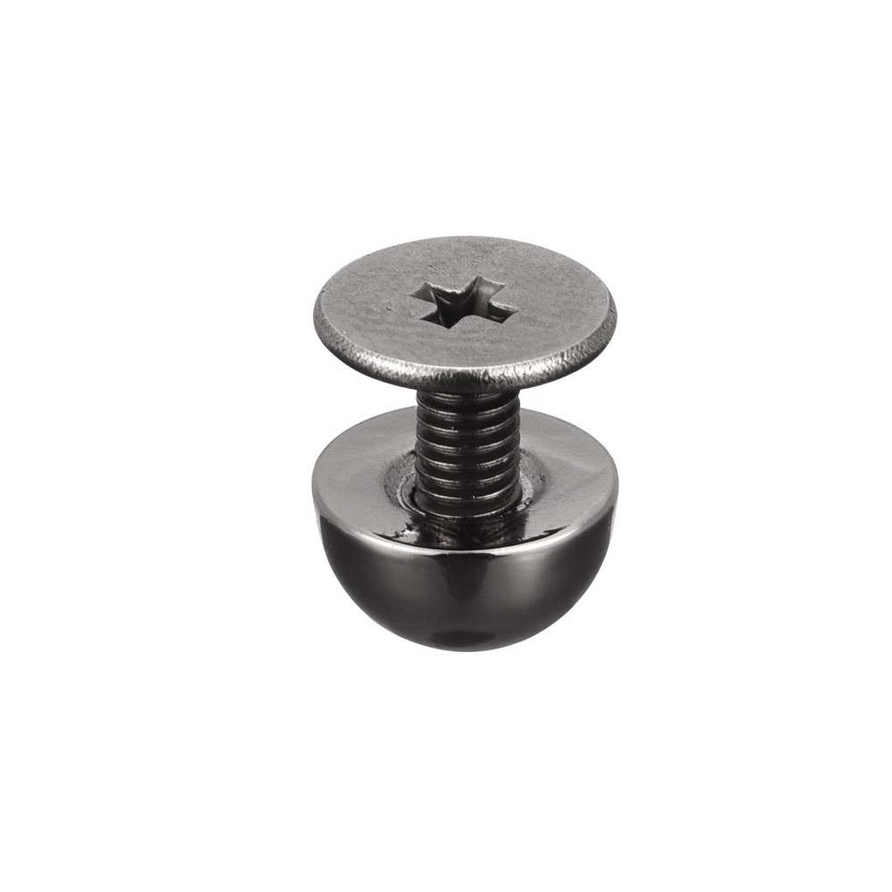 8x5mm Back Screw Rivets Solid Round Head Leather Studs Black 20 Sets