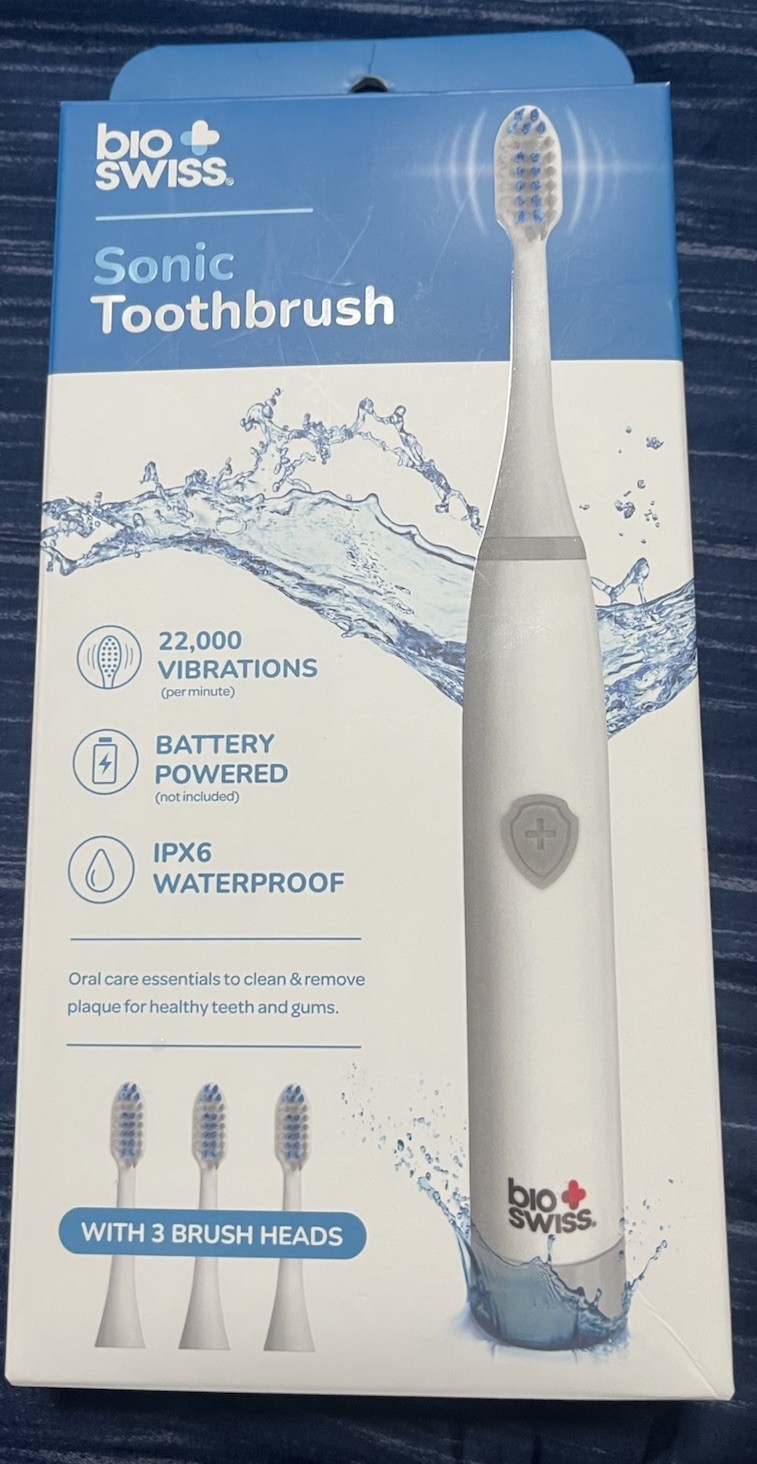 Bio Swiss Sonic Toothbrush with 3 Brush Heads  Free Shipping