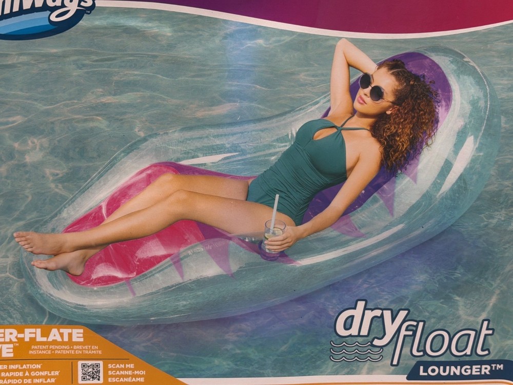 SwimWays Dry Float Lounger Translucent Pool Float With Zero Gravity Positioning