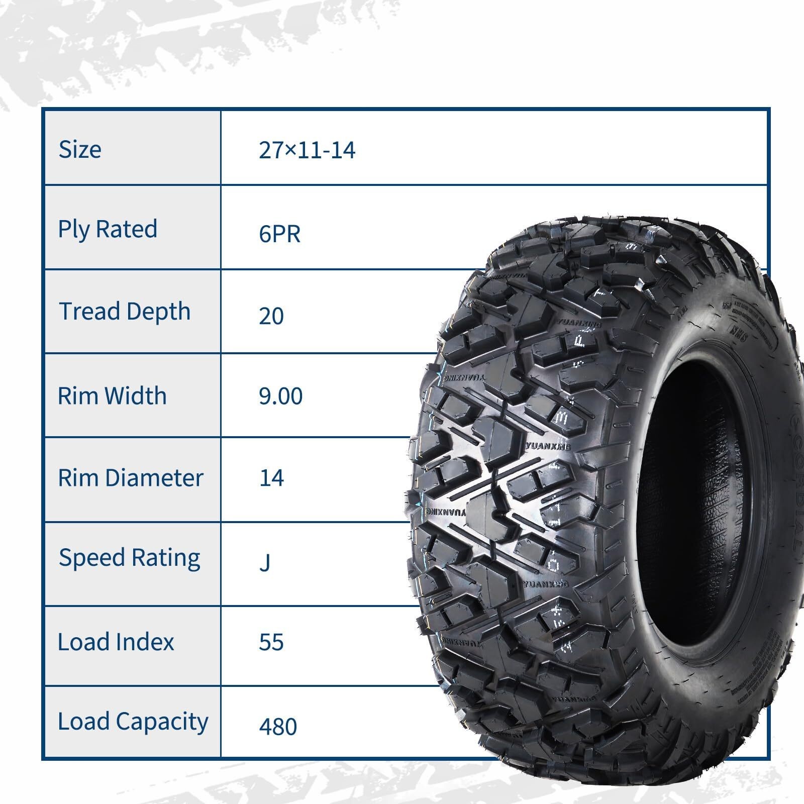 Set 4 27x9-14 27x9x14 & 27x11-14 27x11x14 ATV UTV All Terrain 6PR Mud Trail Tire