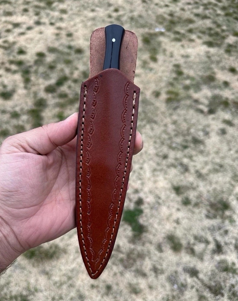 Custom Damascus double edged dagger boot knife Fixed Blade Needle Point