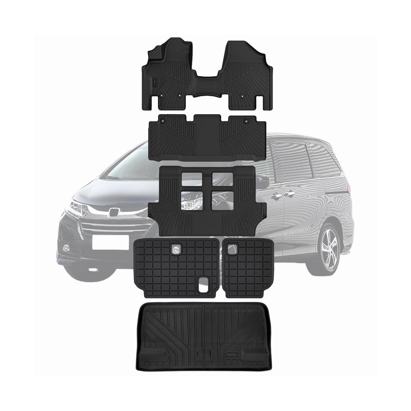 Floor Mats & Trunk Mats for 2011-2017 Honda Odyssey, TPE All Weather Protecti...