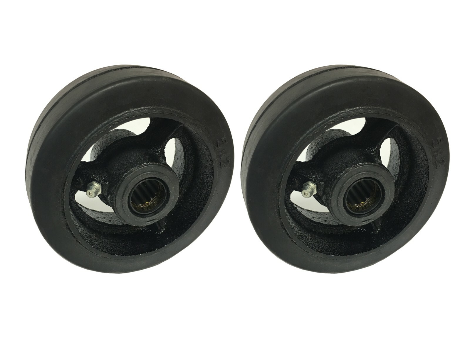 2 Caster Wheels Set 4" 5" 6" 8" Rubber on Cast Iron Wheel Set with Bearing & Kit