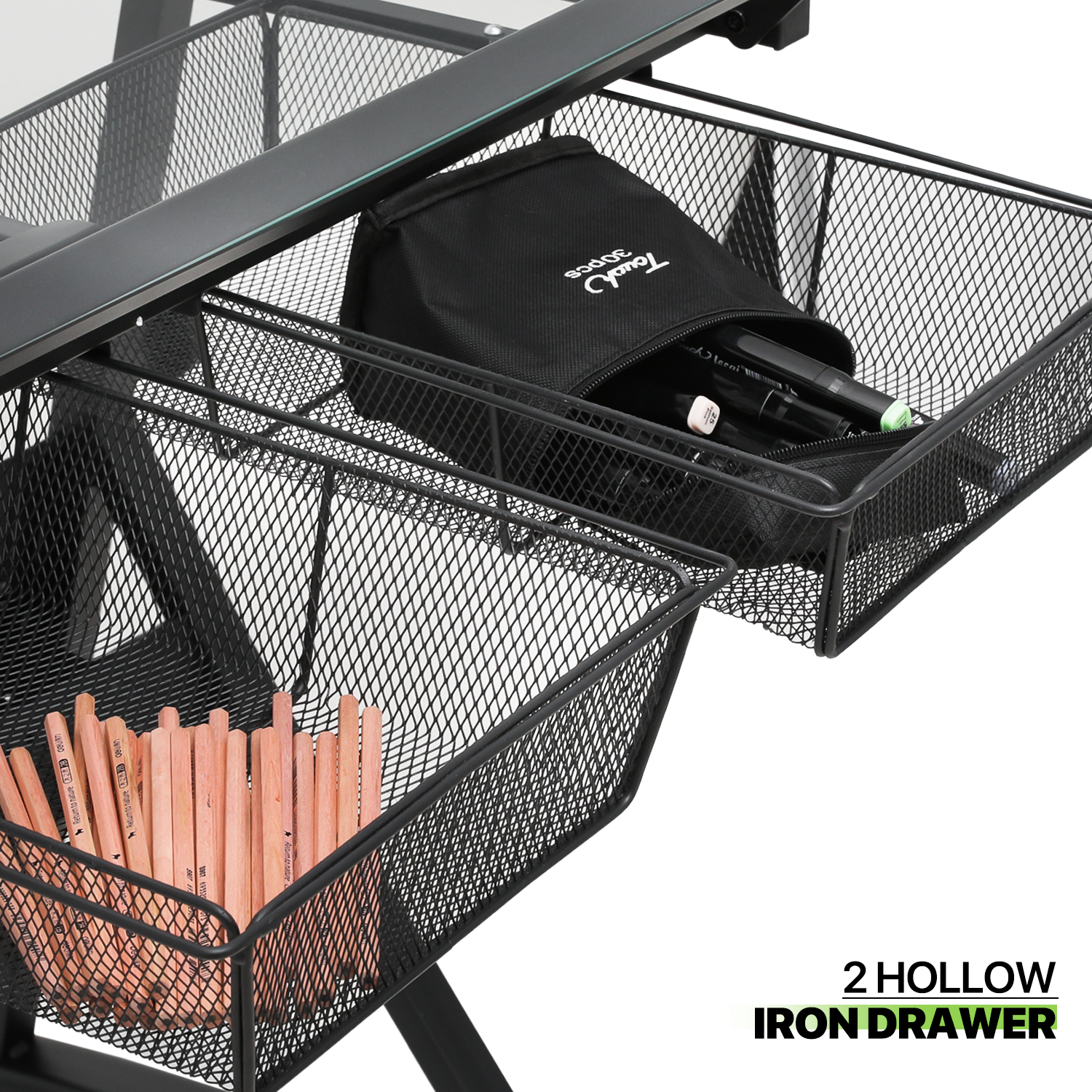 53" Drafting Table Adjustable Tempered Glass Craft Drawing Work Station w/Stool