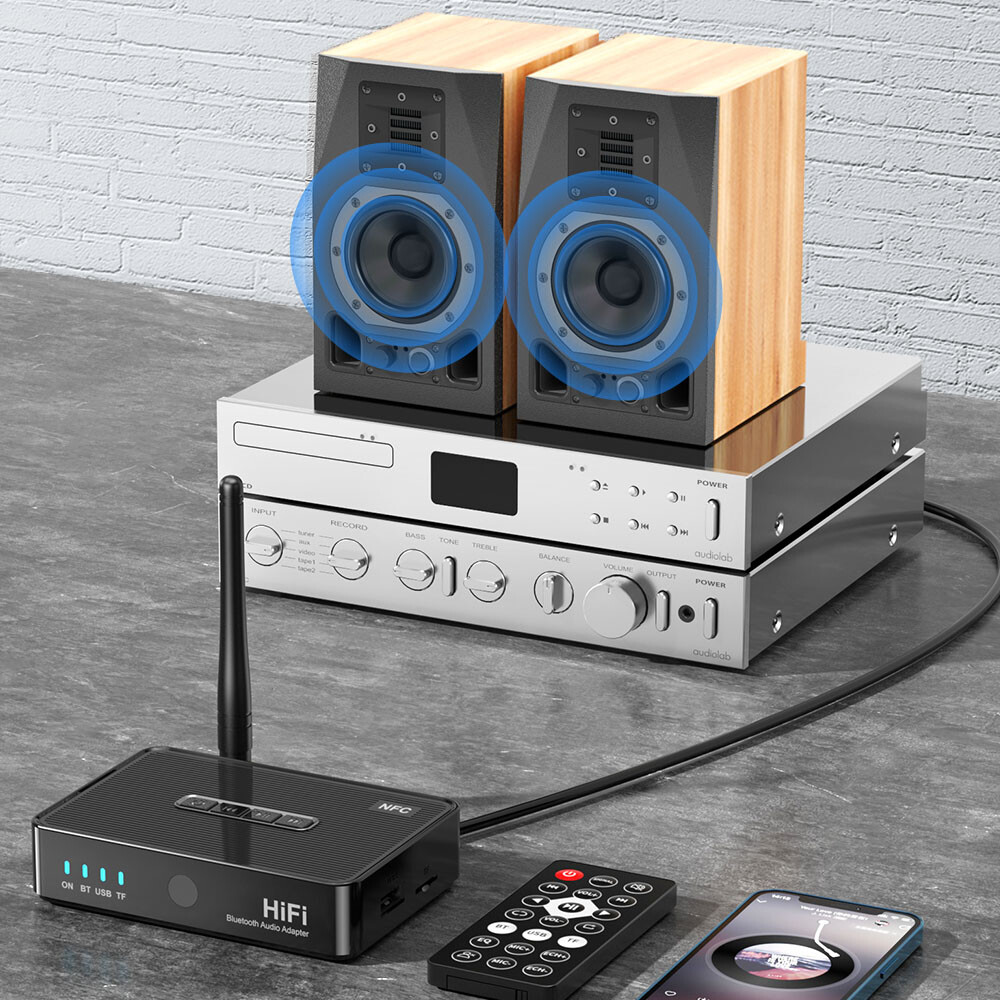NFC Bluetooth Audio Adapter Receiver Wired Speaker/Amplifier/Microphone/RCA/AUX