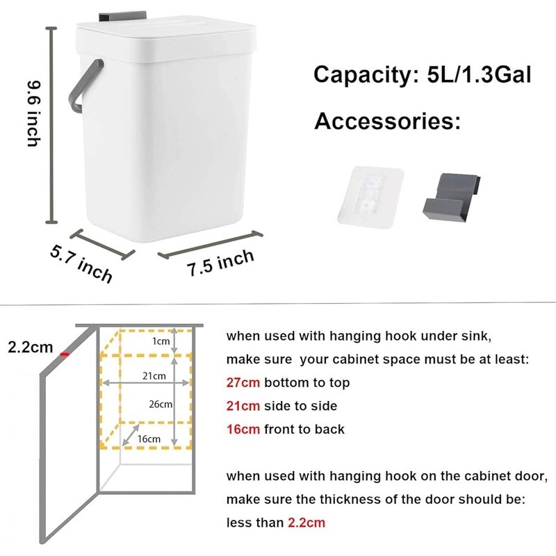 Odor Blocking Kitchen Compost Bin Indoor Fruit Fly Free Compact Container New