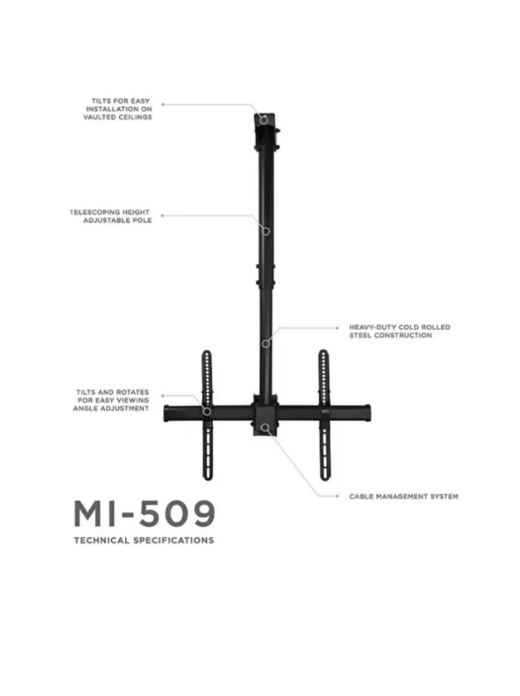 Mount-It! TV Ceiling Mount Bracket, Tilts and Swivels, Black (MI-509B)