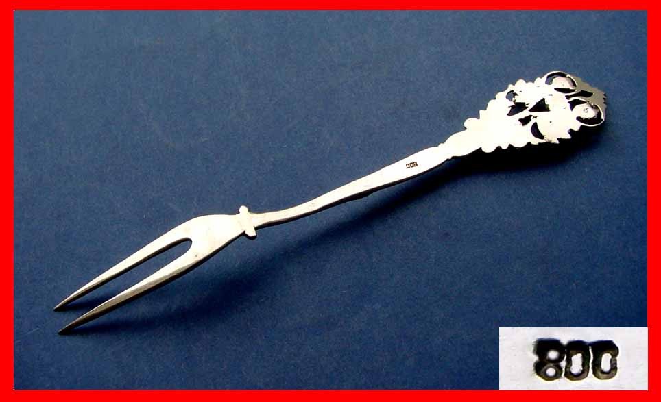 Serving Fork with Pierced Decor, 800 Silver D545