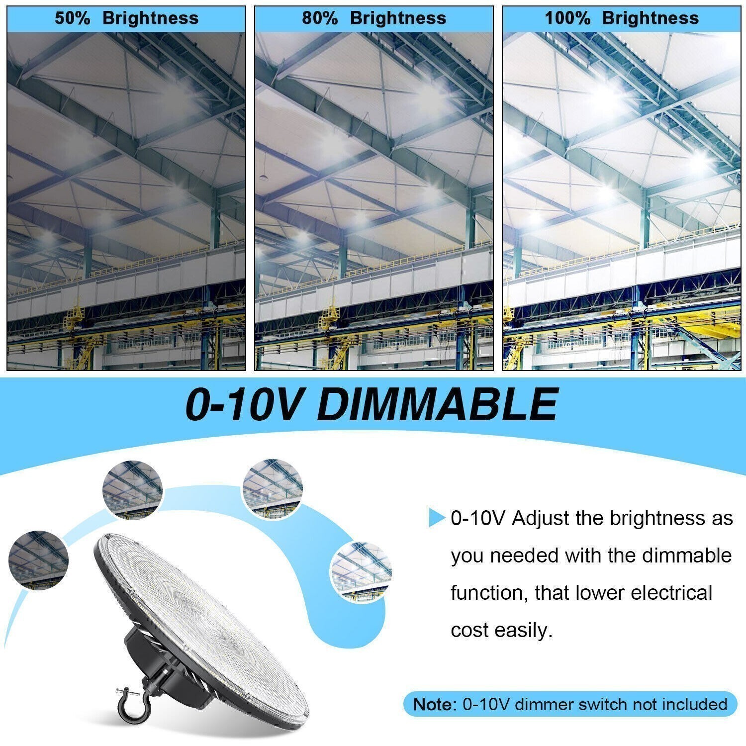 10 X 300W UFO LED High Bay Light Warehouse Factory Industrial Lamp 43500LM 5000K