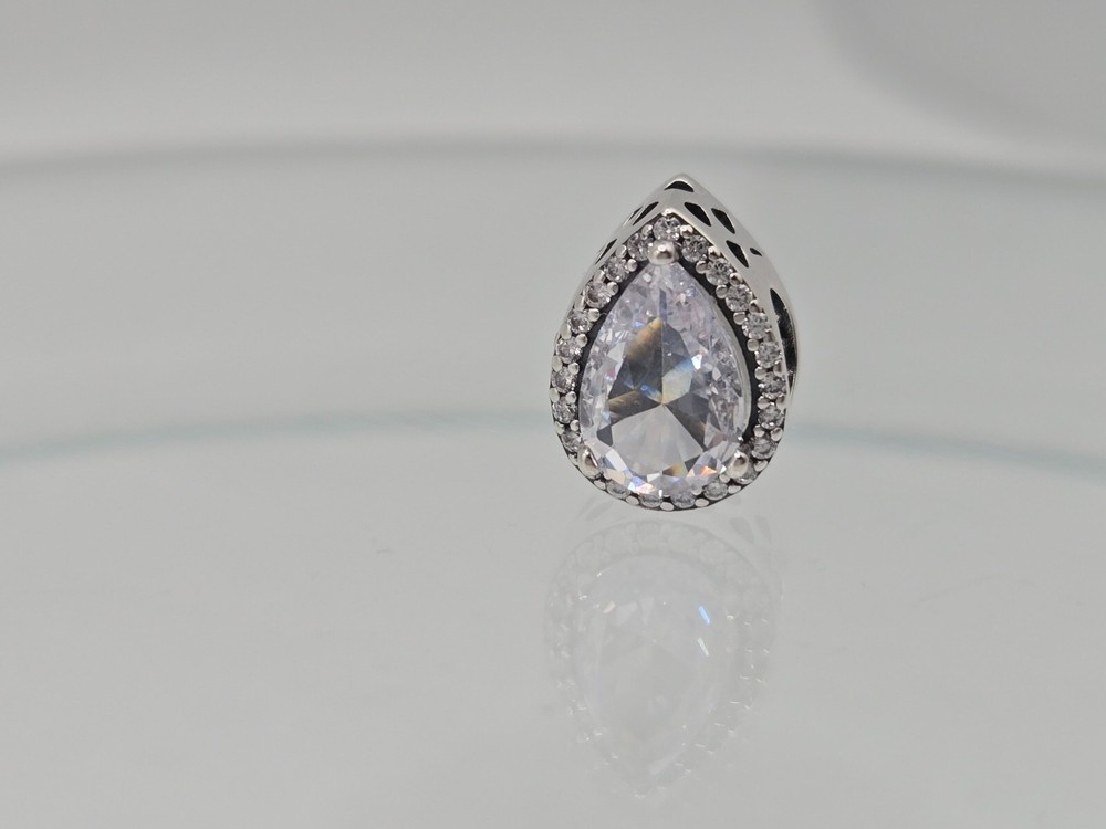 Authentic Pandora Sparkling Silver Radiant Teardrop bead clear Charm