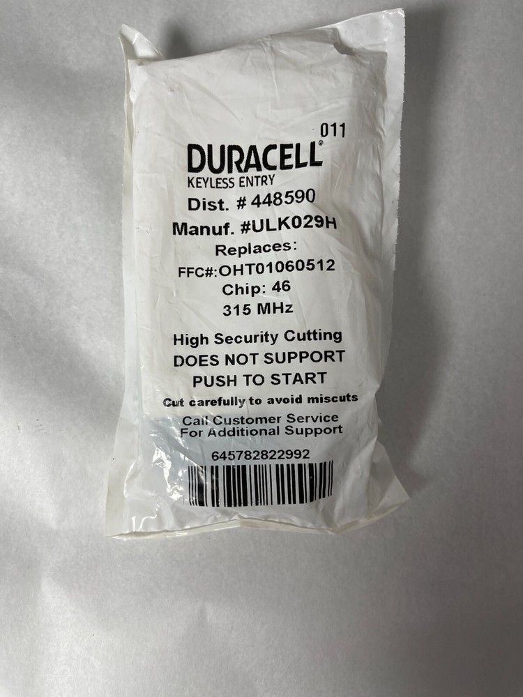 New Duracell Keyless Entry Full Function Remote for GM ULK029H - Bulk Packaging